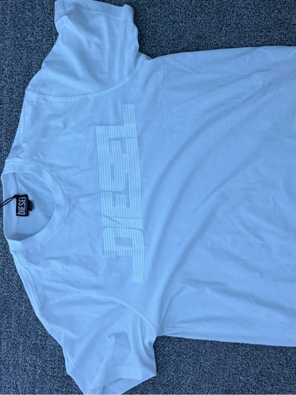Diesel White Crewneck T-Shirt with Tonal Logo